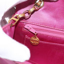 CHANEL Matelasse Chain Shoulder Bag Satin Pink Gold CC Auth 192128-24