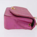 CHANEL Matelasse Chain Shoulder Bag Satin Pink Gold CC Auth 192128-4