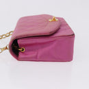 CHANEL Matelasse Chain Shoulder Bag Satin Pink Gold CC Auth 192128-5