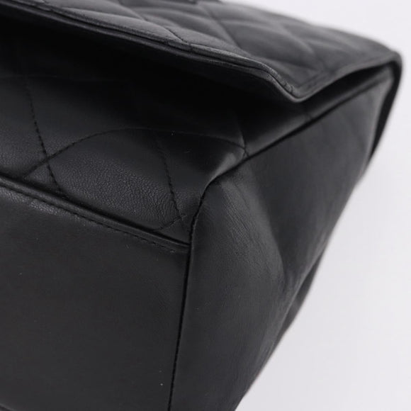 CHANEL Matelasse Chain Hand Bag Lamb Skin Black Silver CC Auth 192129M