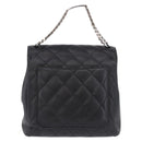 CHANEL Matelasse Chain Hand Bag Lamb Skin Black Silver CC Auth 192129M-3