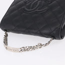 CHANEL Matelasse Chain Hand Bag Lamb Skin Black Silver CC Auth 192129M-6