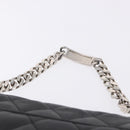CHANEL Matelasse Chain Hand Bag Lamb Skin Black Silver CC Auth 192129M-8