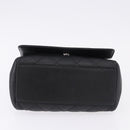 CHANEL Matelasse Chain Hand Bag Lamb Skin Black Silver CC Auth 192129M-9