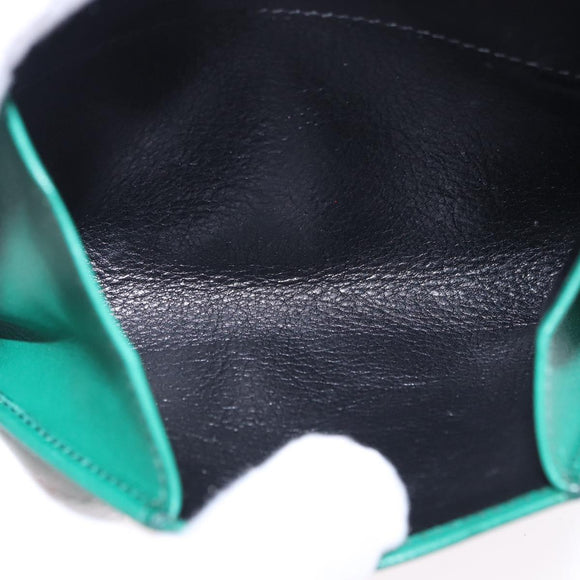 CARTIER PANTHERE Coin Purse Leather Green Gold Auth 192131A
