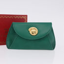 CARTIER PANTHERE Coin Purse Leather Green Gold Auth 192131A-18