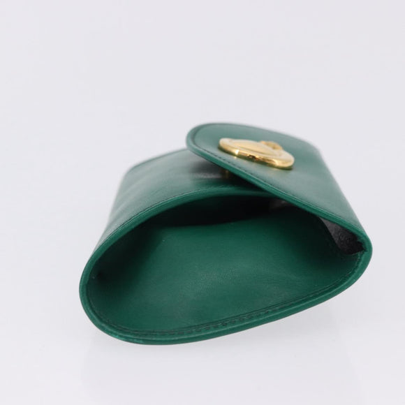 CARTIER PANTHERE Coin Purse Leather Green Gold Auth 192131A