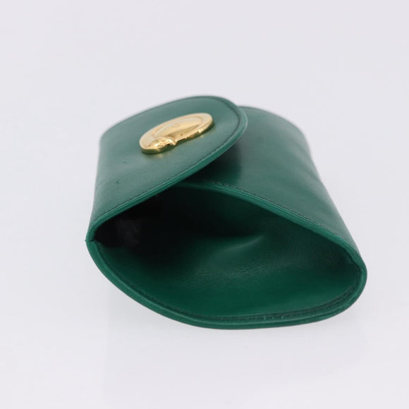 CARTIER PANTHERE Coin Purse Leather Green Gold Auth 192131A