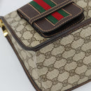 GUCCI GG Supreme Web Sherry Line Shoulder Bag PVC Beige Gold Auth 192186A-14
