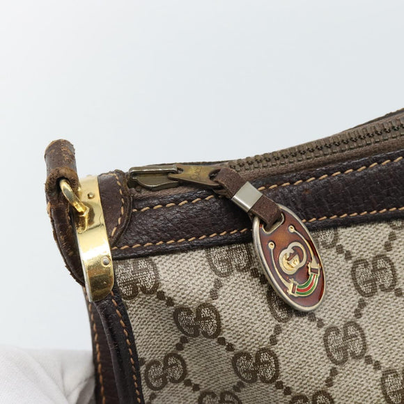 GUCCI GG Supreme Web Sherry Line Shoulder Bag PVC Beige Gold Auth 192186A