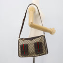 GUCCI GG Supreme Web Sherry Line Shoulder Bag PVC Beige Gold Auth 192186A-22