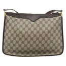 GUCCI GG Supreme Web Sherry Line Shoulder Bag PVC Beige Gold Auth 192186A-2