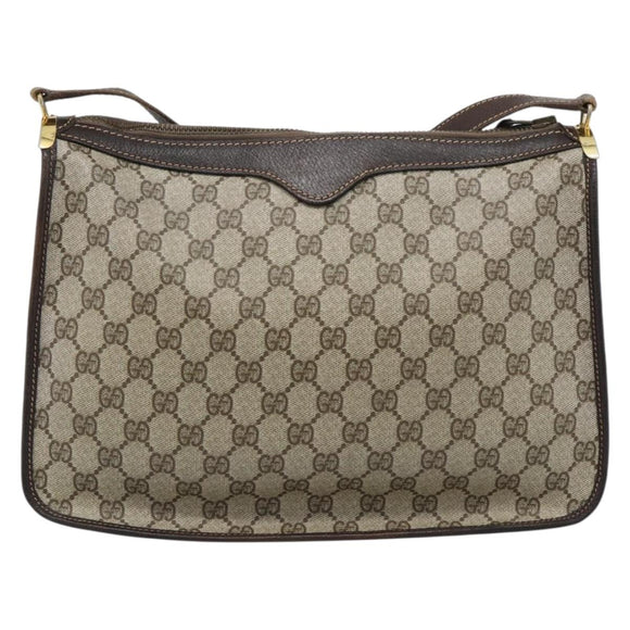 GUCCI GG Supreme Web Sherry Line Shoulder Bag PVC Beige Gold Auth 192186A