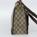 GUCCI GG Supreme Web Sherry Line Shoulder Bag PVC Beige Gold Auth 192186A-3