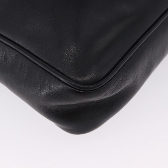 GUCCI Horsebit Web Sherry Line Shoulder Bag Leather Black Gold Auth 192187A