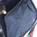 GUCCI Horsebit Web Sherry Line Shoulder Bag Leather Black Gold Auth 192187A-22