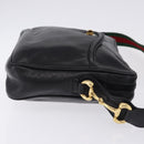GUCCI Horsebit Web Sherry Line Shoulder Bag Leather Black Gold Auth 192187A-3