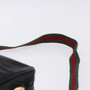 GUCCI Horsebit Web Sherry Line Shoulder Bag Leather Black Gold Auth 192187A-8