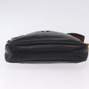 GUCCI Horsebit Web Sherry Line Shoulder Bag Leather Black Gold Auth 192187A-5