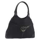 GUCCI Interlocking G Hand Bag Canvas Black Silver 114875 Auth 192188V-1