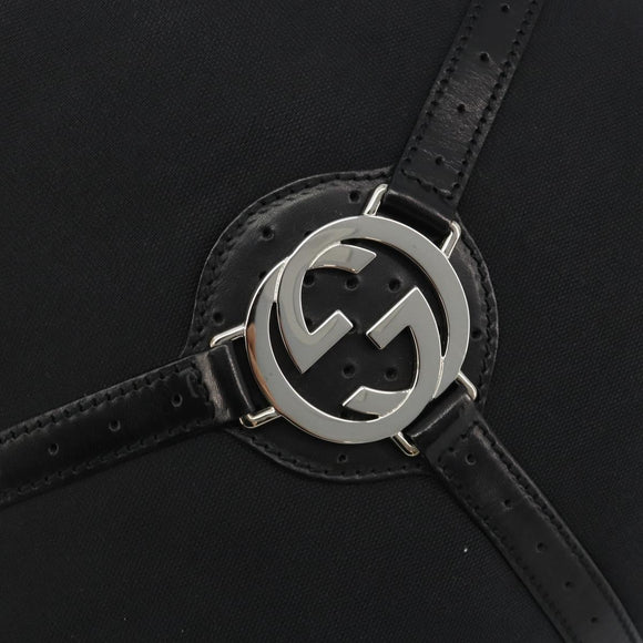 GUCCI Interlocking G Hand Bag Canvas Black Silver 114875 Auth 192188V