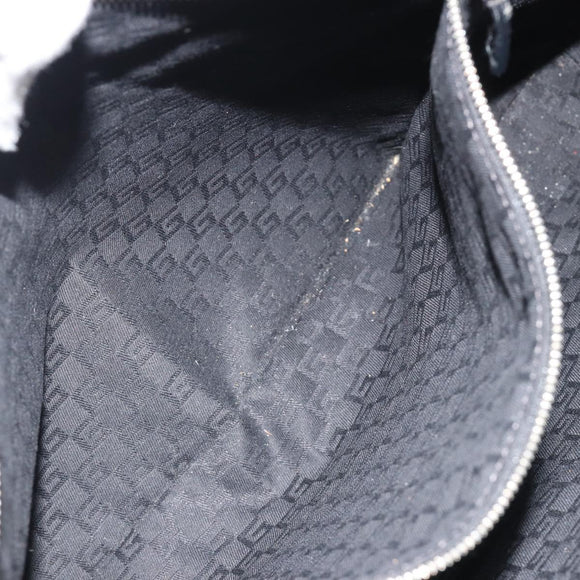 GUCCI Interlocking G Hand Bag Canvas Black Silver 114875 Auth 192188V