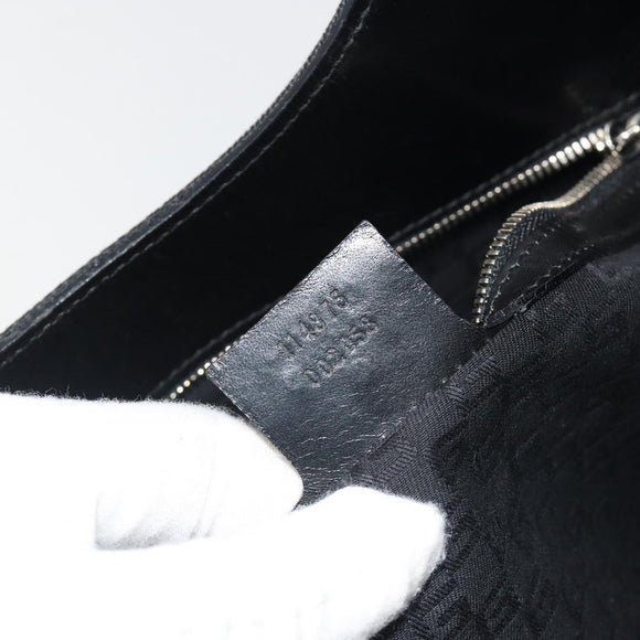 GUCCI Interlocking G Hand Bag Canvas Black Silver 114875 Auth 192188V