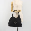 GUCCI Interlocking G Hand Bag Canvas Black Silver 114875 Auth 192188V-24