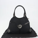 GUCCI Interlocking G Hand Bag Canvas Black Silver 114875 Auth 192188V-12