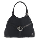 GUCCI Interlocking G Hand Bag Canvas Black Silver 114875 Auth 192188V-13