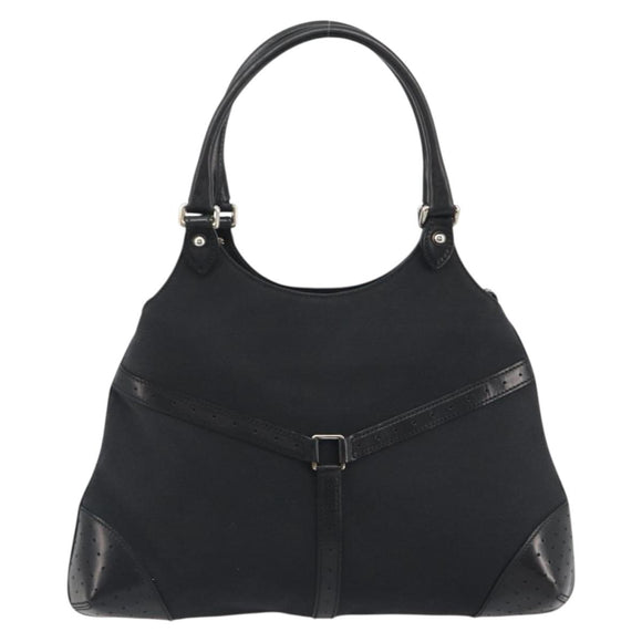 GUCCI Interlocking G Hand Bag Canvas Black Silver 114875 Auth 192188V