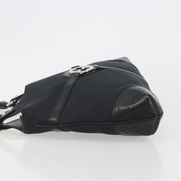 GUCCI Interlocking G Hand Bag Canvas Black Silver 114875 Auth 192188V