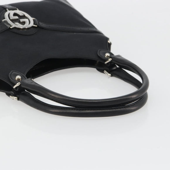 GUCCI Interlocking G Hand Bag Canvas Black Silver 114875 Auth 192188V