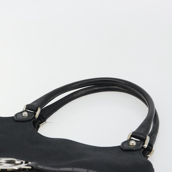 GUCCI Interlocking G Hand Bag Canvas Black Silver 114875 Auth 192188V