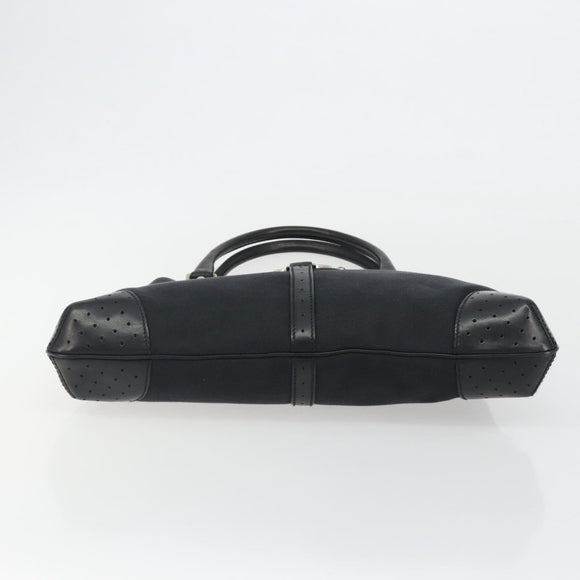 GUCCI Interlocking G Hand Bag Canvas Black Silver 114875 Auth 192188V