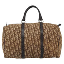 Christian Dior Trotter Canvas Boston Bag Beige Gold Auth 192191-2