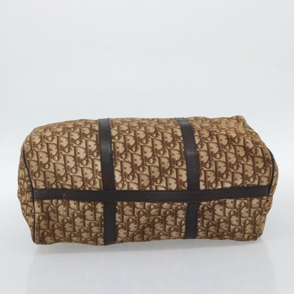 Christian Dior Trotter Canvas Boston Bag Beige Gold Auth 192191