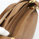 LOEWE Shoulder Bag Leather Brown Gold Auth 192193-9