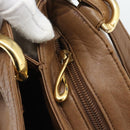 LOEWE Shoulder Bag Leather Brown Gold Auth 192193-18