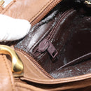 LOEWE Shoulder Bag Leather Brown Gold Auth 192193-21