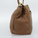 LOEWE Shoulder Bag Leather Brown Gold Auth 192193-3