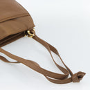LOEWE Shoulder Bag Leather Brown Gold Auth 192193-7