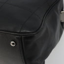 CHANEL Choco Bar Boston Bag Caviar Skin Black Silver CC Auth 192194SAM-10