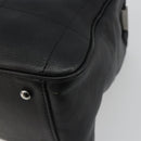CHANEL Choco Bar Boston Bag Caviar Skin Black Silver CC Auth 192194SAM-12