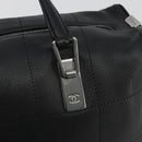 CHANEL Choco Bar Boston Bag Caviar Skin Black Silver CC Auth 192194SAM-14