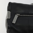 CHANEL Choco Bar Boston Bag Caviar Skin Black Silver CC Auth 192194SAM-16