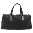 CHANEL Choco Bar Boston Bag Caviar Skin Black Silver CC Auth 192194SAM-2