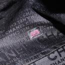 CHANEL Choco Bar Boston Bag Caviar Skin Black Silver CC Auth 192194SAM-23