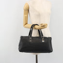 CHANEL Choco Bar Boston Bag Caviar Skin Black Silver CC Auth 192194SAM-25