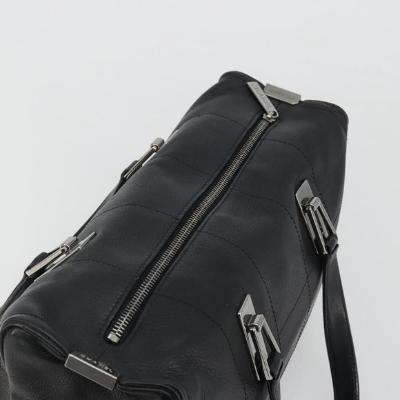 CHANEL Choco Bar Boston Bag Caviar Skin Black Silver CC Auth 192194SAM